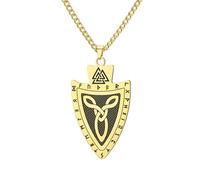Collar vikingo para hombre Odín Valknut Nudo celta Colgante escudo Amuleto de protección nórdico con runas Joyería pagana Mitología pagana Regalo para mujer (Oro)