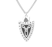 Collar vikingo para hombre Odín Valknut Nudo celta Colgante escudo Amuleto de protección nórdico con runas Joyería pagana Mitología pagana Regalo para mujer (Plata)