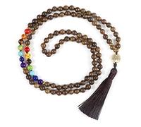 Collar vintage de 8 mm, 7 chakras, 108 cuentas de madera, con borla de árbol de la vida, para hombres y mujeres, pulsera de oración de Buda, regalo de Mala, collar