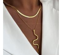 Collar Vintage de Acero Inoxidable con Colgante de Animal Europeo y Americano para Mujeres, Personalidad y , Colgante Simple de Serpiente con Cadena de Hueso de Serpiente