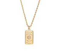 Collar vintage unisex de adivinación con colgante de tarjeta de tarot con diseño de flor de sol y cristal, cadena torcida, clavícula de arcanos mayores, cultura de cartas de tarot, talla única, como