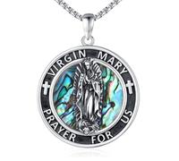 Collar Virgo María de Plata de Ley 925 Medalla Católica Colgante Collar Protección Collar para Mujeres Hombres Joyería Católica Regalos