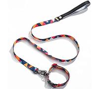 Collar y correa para perro con patrón geométrico, tamaño mediano, 1,5 m de longitud