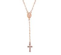 Collar y de Cruz dorada de 14K joyas de Cruz religiosa de semana santa joyas sensuales de cadena de clavícula con cadena de flujo-A-rose gold