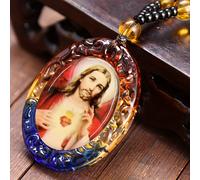 Collar y de moda con colgante de Jesús de cristal, collar ovalado, joyería retro para fiestas, regalo de , , Navidad y Halloween para y novio