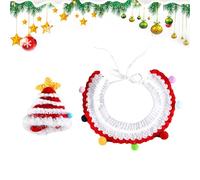 Collar y sombrero de Navidad para mascotas, collar de gato de punto, decoración de sombrero de tela tejida a mano para bichón frise, gatos adultos, perros pequeños, conejos, schnauzers