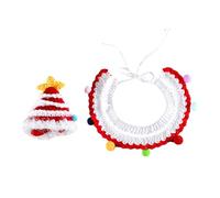 Collar y sombrero de Navidad para mascotas, collar de gato de punto, decoración de sombrero - Diseño de cuerda ajustable para perros Schnauzers, bichón frise, adultos, perros pequeños, conejos