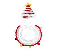Collar y sombrero de Navidad para mascotas, decoración de sombrero de collar de gato, suave y cómodo, tejido a mano, para conejos, schnauzers, bichón frise, gatos adultos, perros pequeños
