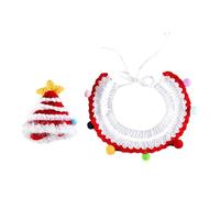Collar y sombrero de punto para mascotas, decoración de gorro de punto para mascotas, suave y cómodo, collar de gato tejido a mano para conejos, schnauzers, bichón frise, gatos adultos, perros