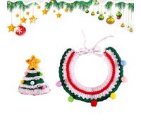 Collar y sombrero de punto para mascotas, decoración de gorro de punto para mascotas, tejido a mano, collar de gato para bichón frise, gatos adultos, perros pequeños, conejos, schnauzers