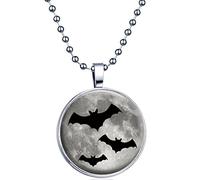 Collar Yumilok de murciélagos en la oscuridad para el Día de los Muertos. Colgante para cadena, para mujeres y hombres, de luz azulada.