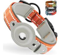 CollarDirect Airtag - Collar reflectante de nailon y neopreno para Apple Air Tag para perros grandes, medianos y pequeños (naranja, M, 13.5-16.5 pulgadas)