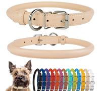 CollarDirect Collar de Cuero Enrollado para Perro, Collar Redondo Acolchado Suave para Cachorros, Collar de Cuero Genuino Hecho a Mano para Perros y Gatos pequeños y Grandes, Color Negro, Rosa, Rojo,