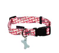 Collare in nylon rosa decorazioni a forma di osso modello Rio per cani Croci