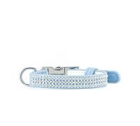 Record - Collar para Perros y Gatos Paris - Fabricado en Suave Piel sintética - Acabado con pedrería - Talla XXS - 1,5 cm - Circunferencia 22-30 cm - Color Azul