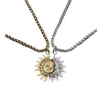 Collares a juego de,Collar de luna y sol - Collar a juego de acero de titanio para mujeres y hombres,Collar con colgante de sol de media luna de pareja vintage para el día de San Valentín