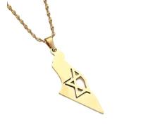 Collares Colgantes Con El Mapa Nacional De Israel Y Palestina Cadena De Clavícula Con Dije De Estrella Hueca Minimalista, Accesorios De Cadena De Suéter Ajustable De Joyería De Moda, Amarillo, 50