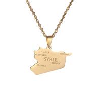 Collares Colgantes Con El Mapa Siria Collares Étnicos Brillantes Con Nombre Collares Patrióticos Joyería HipHop Para Hombres Mujeres Gargantilla Elegante Novedosa Cadena Clavícula Regalo Para Parejas