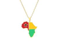 Collares Colgantes De La Bandera De Guinea-Bissau - Collares Patrióticos Retro Gargantilla De Mapa De Contorno De África Joyería De Esmalte Étnico, Encanto De Moda Hip Hop Accesorios De Cadena De