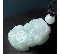 Collares Collar Feng Shui con colgante Pixiu/Pi Yao con cordón de jade natural for mujeres y hombres, collar con colgante de dragón chino auspicioso, amuleto de jade for dinero, buena suerte, prosperi
