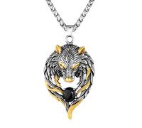 Collares con cabeza de lobo de Vikings nórdicos para hombre, estilo punk, hip hop, lobo y rey tótem, joya negra, regalo para fiestas