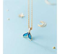 Collares con Colgante Azul de la Historia de la Cola de Sirena del océano de Plata de Ley 925, joyería para Mujer