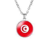 Collares con Colgante De Bandera De Túnez - Gargantilla De Cadena con Dije De Cabujón De Cristal De Países Africanos De Hip Hop, Regalo De Joyería Vintage para Mujeres Y Homb