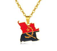 Collares Con Colgante De Mapa De Angola - República Étnica Hip Hop Mapas Bandera Colgante Collar Para Mujeres Hombres Suéter De Cadena De Clavícula Joyería De Cadena Fina Regalo De Fiesta, Amar