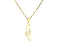 Collares Con Colgante De Mapa De Israel: Colgante De Bandera Tradicional Con Contorno De País Israelí,Joyería De Hip Hop Con Personalidad De Moda,Regalo Conmemorativo,Amarillo,50 Cm O 19,7 Pulgadas