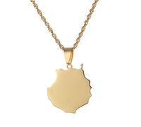 Collares con Colgante del Mapa De La Isla De Gran Canaria - Encanto De La Bandera del Contorno del País Cadena De Torsión Étnica para Hombres, Mujeres, Niños Y Niñas, Joyer