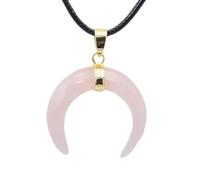 Collares con colgantes de luna creciente de cristal de piedra natural, cuarzo rosa, Color dorado, joyería para hombres y mujeres, collar de cuarzo rosa