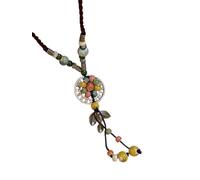 Collares con cuentas para mujeres Dressy Summer Beach Declaración Long Boho Cerámica Native American Jewelry Vintage Metal Flower Fashion Colorful Hippie Accessories Elegante Y Collar con colgante