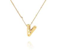 Collares con inicial de globo para mujeres y niñas, collar de letras de burbujas, chapado en oro de 18 quilates, delicado colgante del alfabeto, nombre hinchado, joyería personalizada, regalo, Oro, No