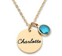 Collares con Nombre y Piedra Natal, Personalized Birthstone Necklace Regalos Personalizados para Mujeres, Custom Name Necklace, Colgantes Chapados en Oro Joyería Regalos para Madre