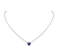 Collares con Piedras Natales de Septiembre Tanzanita Azul Oscuro Colgante Corazón de Plata de Ley 925 Chapado en Platino Plateado