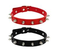 Collares con Tachuelas De 2 Piezas, Collares De Cuero, Collares Estilo Punk, Collares Rock, Accesorios Cosplay, Collares De Cuero Ajustables, Collares Decorativos