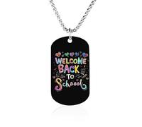 Collares conmemorativos de moda con texto en inglés "Welcome Back to School", colgante de acero de titanio, joyería novedosa, collar con imagen de perro para hombres