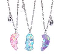 Collares De Amistad Para 3, Collar Para 3, Collar De Corazón Emparejado Magnético, Collares Best Friends Forever Para 3, En Forma De Corazón, Conjunto De Colgante De As, Se référer au