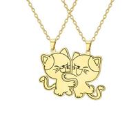 Collares de amistad para gatos BBF BFF Mejor amiga Kitty Rompecabezas a juego Colgante para parejas Joyas con diseños bonitos Regalo para la mejor amiga a distancia 2 unidades (Gato 2 piezas oro)