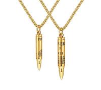 Collares de Bala para Hombres y Cadena de Enlace de Mujer y Biblia 3 Colores Colgantes sin Cable para Regalos Masculinos