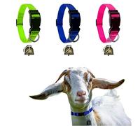 Collares de Cabra con Campana, Paquete de 3 Collares de Nailon Ajustables, Collar de Oveja con Vaca, Caballo, Oveja, Accesorios de Campana de Bronce antipérdida para Vaca, Cabra y Animales de Granja
