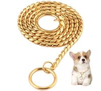 Collares de cadena de perros, collar de gargantillas para perros de acero inoxidable de 15.8 pulgadas, cadena de estrangulador de slip de oro para caminar a caminar por perros, cuello de gargantilla