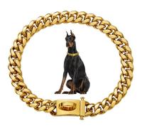 Collares de Cadena para Perros de 19 mm de Grosor, de Metal Dorado, de Acero Inoxidable con Hebilla, Resistentes y duraderos, para Perros pequeños, medianos y Grandes.