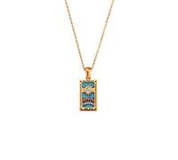 Collares De Cartas De Tarot, Collar Cuadrado De Estrella De La Luna Del Sol, Gargantilla, Colgante De Cadena, Joyería Delicada, Collar Con Colgante De Cartas De Tarot De Colores De Aceite De Goteo C
