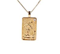 Collares De Cartas De Tarot, Collar Cuadrado, Gargantilla, Cadena, Sol, Luna, Estrella, Joya Colgante, Collar De Amuleto Mágico De Adivinación De Astrología para Mujeres, El Loco, 35 Cm, 45 Cm