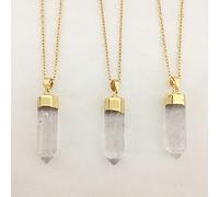 Collares de cristal de piedra cruda natural Péndulo puntiagudo Colgante de punto de cuarzo de roca transparente para mujer Versión de cadena de metal para mujer