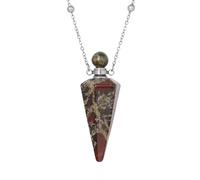 Collares De Cristal Para Mujeres Y Hombres, Colgante De Cono De Piedra Natural Con Cadena De Plata, Colgante De Botella De Perfume, Joyería De Cristal Curativo Reiki, Regalos, Sangre De Dragón
