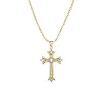 Collares de cruz de oro católicos cristianos, gargantillas, Navidad, cumpleaños, joyería de regalo para mujeres, hija, hermana, sobrina, abuela, nieta, talla única, Metal, No es una piedra preciosa