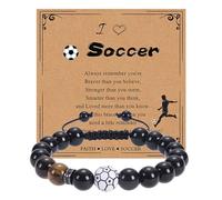 Collares de cuentas de moda con cuentas naturales, pulsera deportiva de rugby con tarjeta, talla única, Resina, No es una piedra preciosa