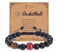 Collares de cuentas de moda con cuentas naturales, pulsera deportiva de rugby con tarjeta, talla única, Resina, No es una piedra preciosa